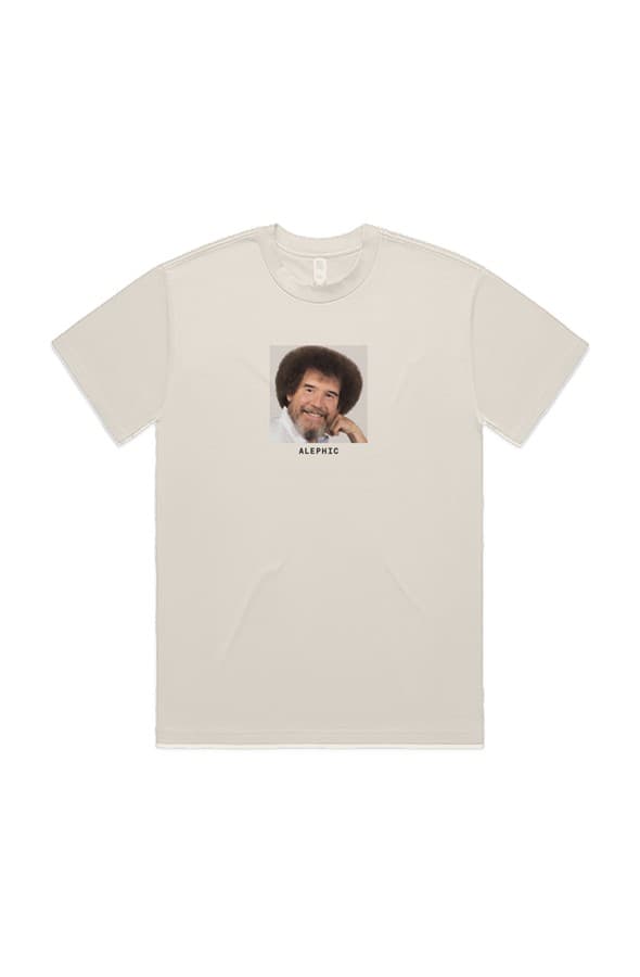 Bob Ross Heavy Tee in Ecru, front supplier mockup