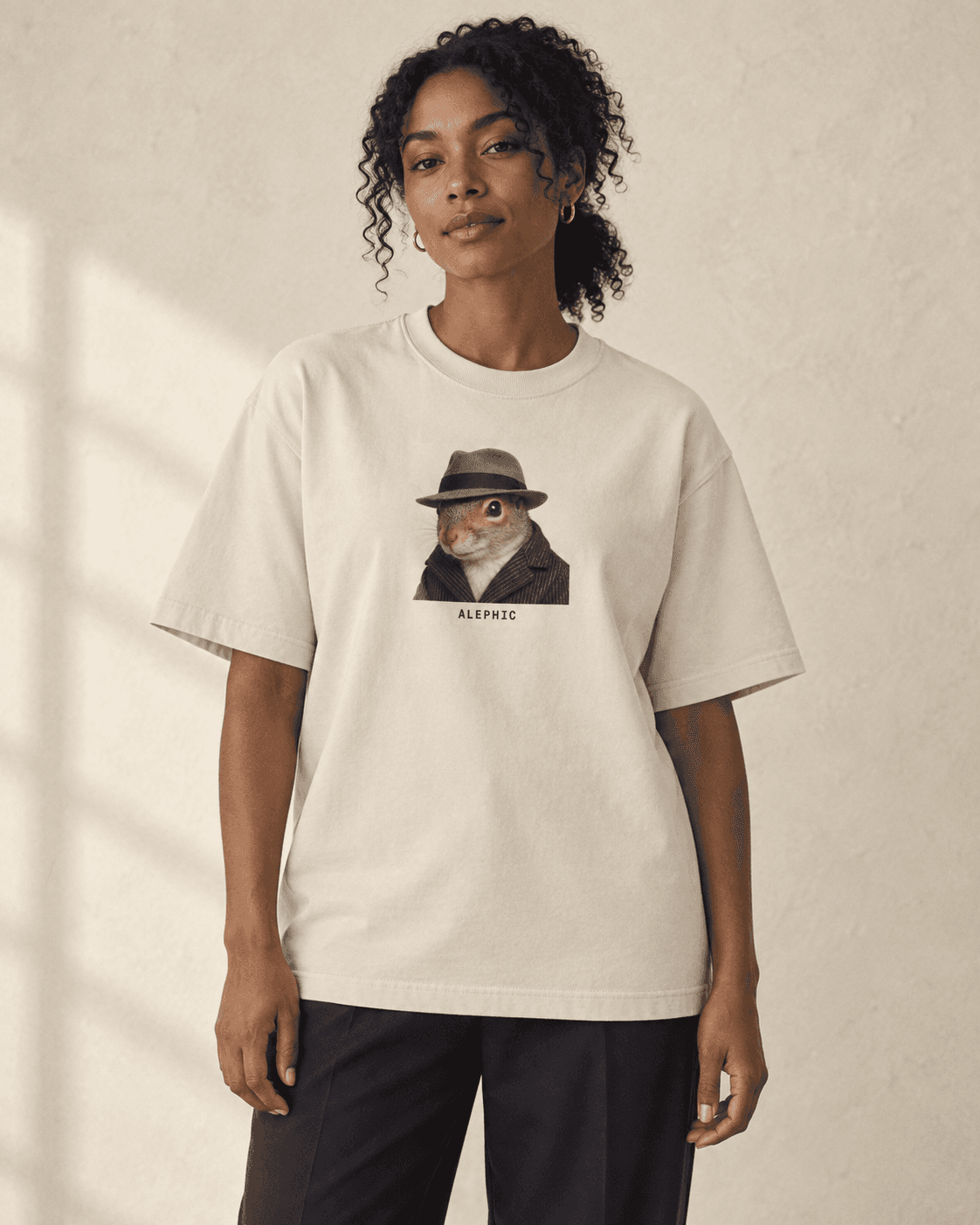 Ship It Heavy Tee on a model, AI styling mockup