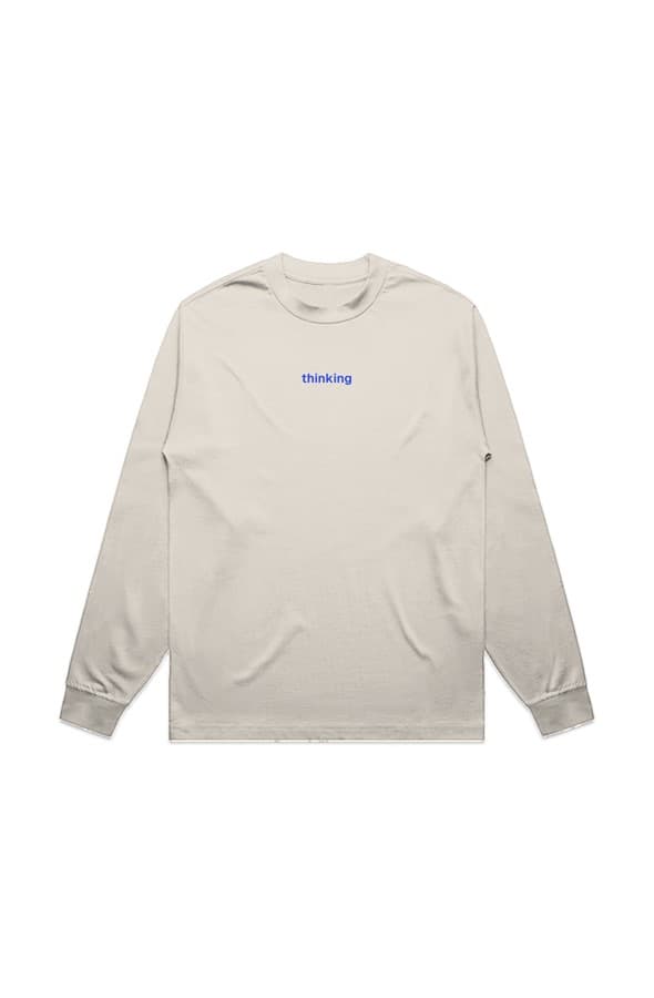 Thinking Heavy Long Sleeve in Ecru, front supplier mockup