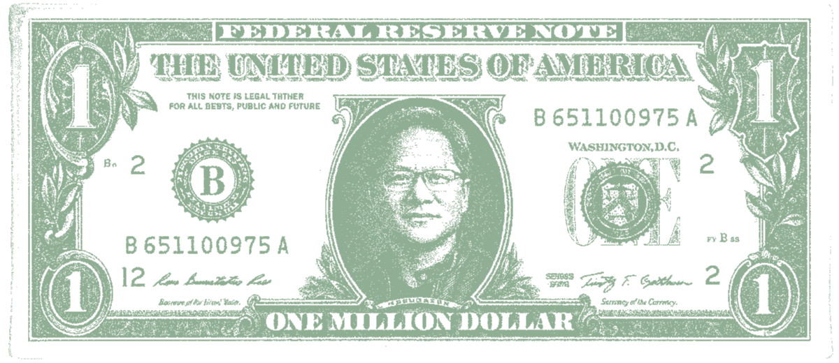 One Million Dollar bill with Jensen Huang