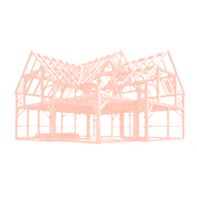 A timber frame house skeleton \u2014 the Old English byldan, constructing a dwelling